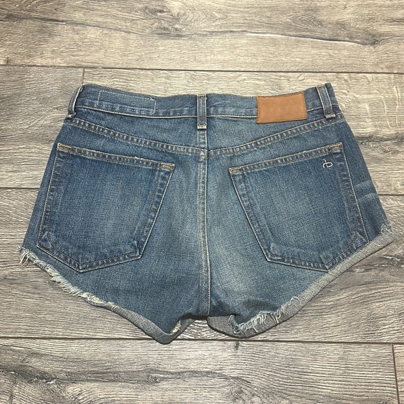 • Rag & Bone • Women's Marilyn Fly  Denim Cut Off high rise Short Weston Blue 25 - Picture 5 of 6
